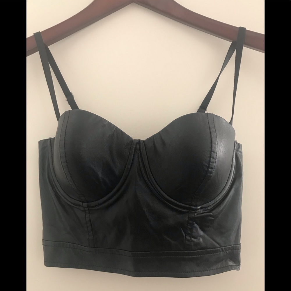 Guess faux leather crop top